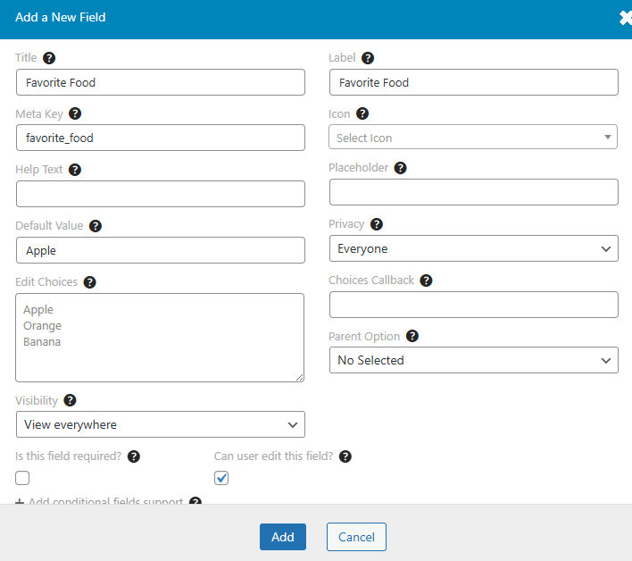 Ultimate Member Dropdown Field