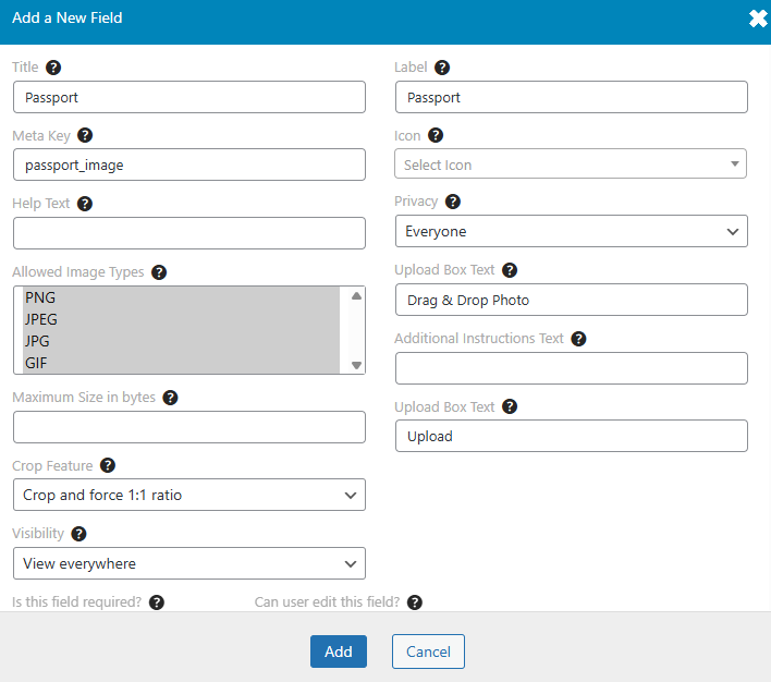 Ultimate member - Image Upload Field