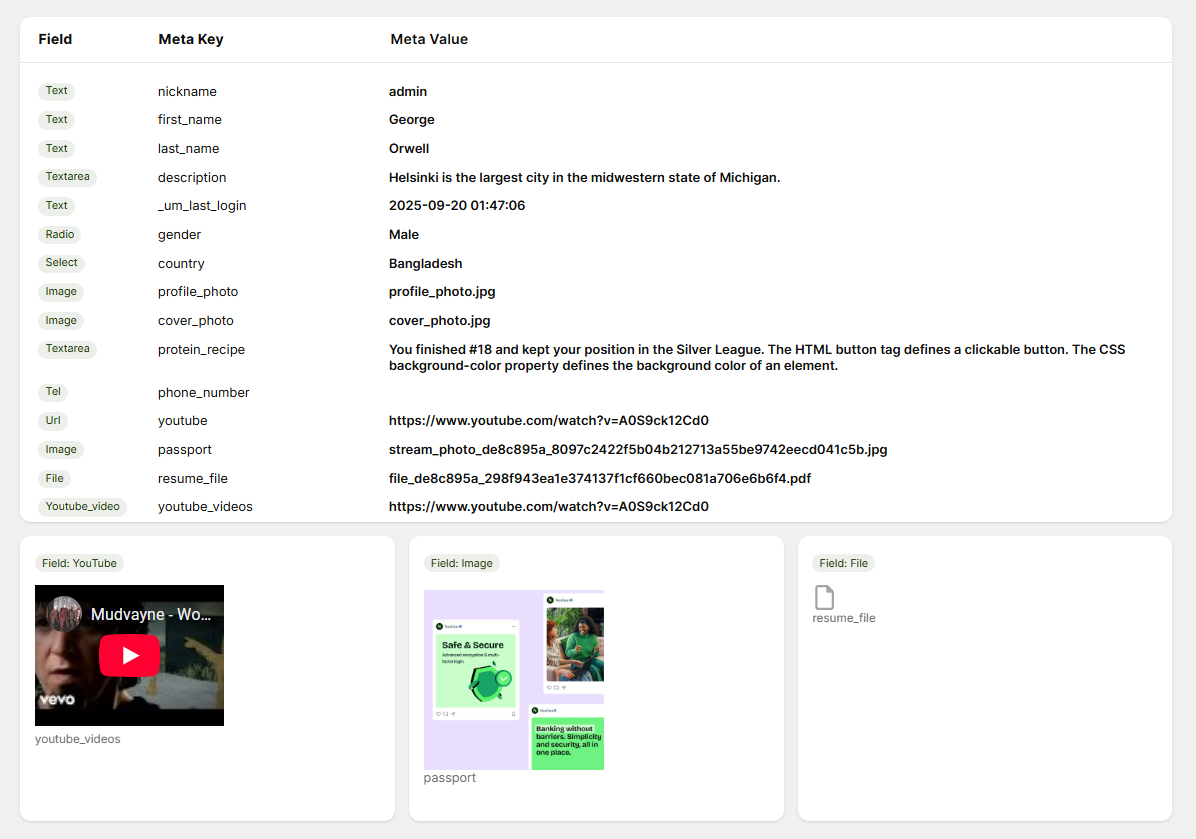 WP User Data