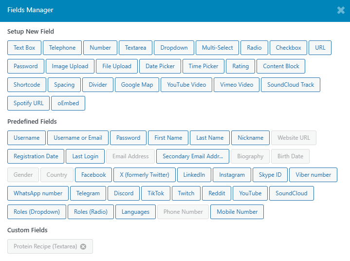Ultimate Member Forms - Fields Manager