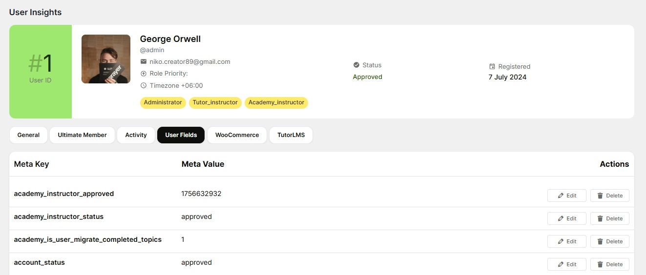 WP User Data - Edit User Meta Fields