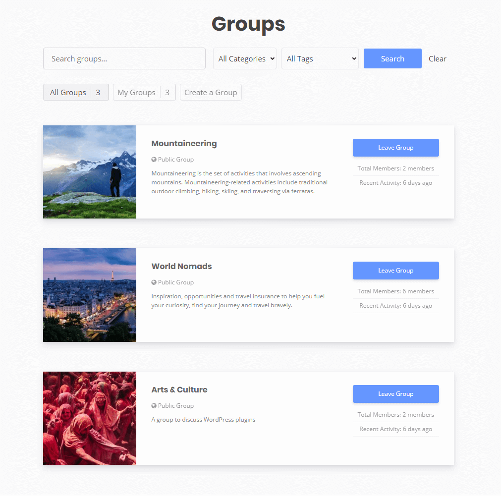 Groups WordPress plugin banner