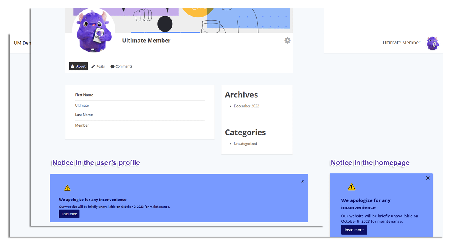 Notices WordPress plugin banner
