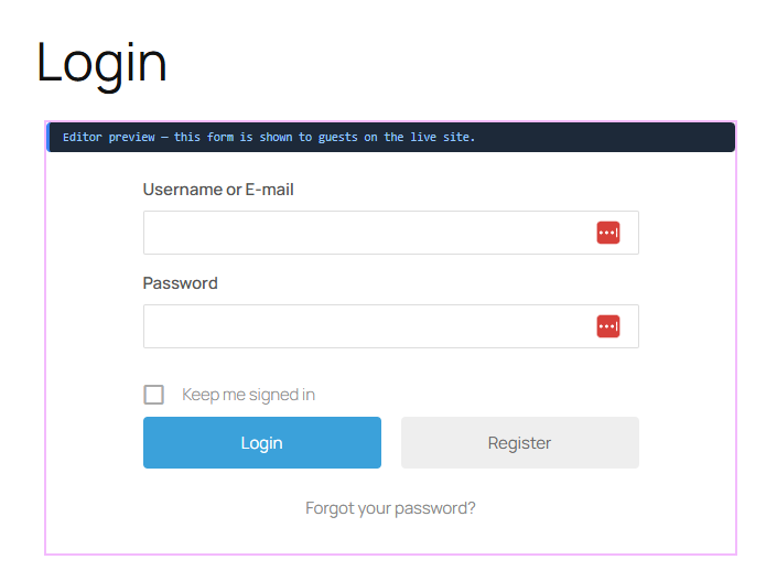 um elementor login widget