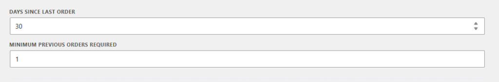 Setting the Customer Win-Back trigger to target WooCommerce customers inactive for 30 days