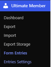 ultimate member form entries menu